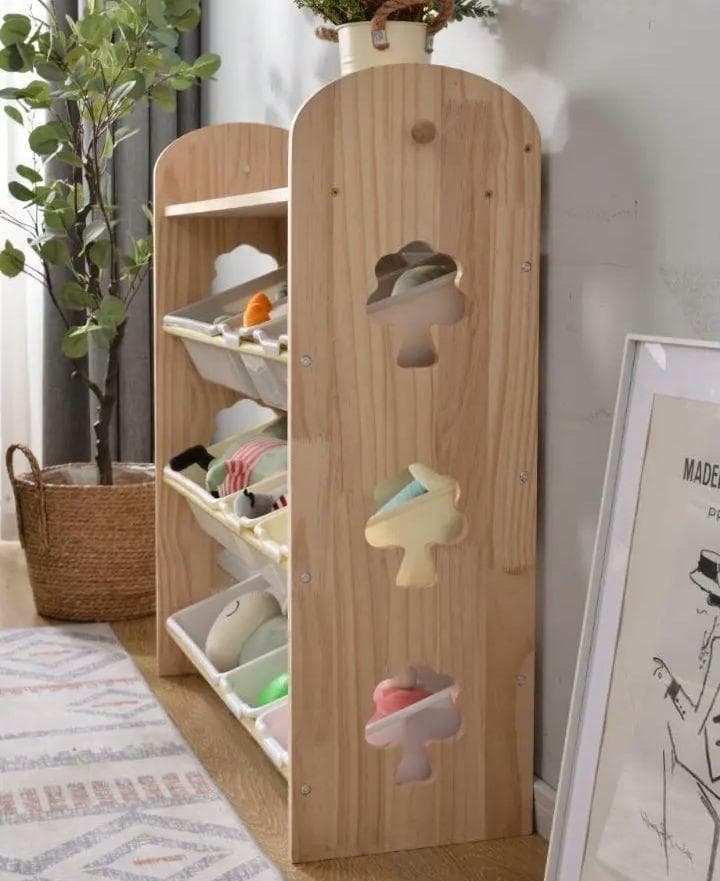 天然木 オモチャ収納 ラック おもちゃ箱 おしゃれ ワイドタイプ 大容量 絵本棚