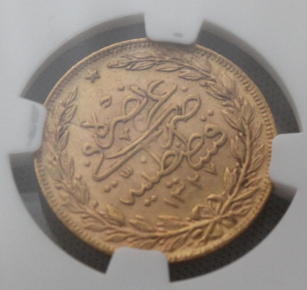 千*可様 AH1327//9 オスマン・トルコ帝国 100クルシュ 金貨 NGC