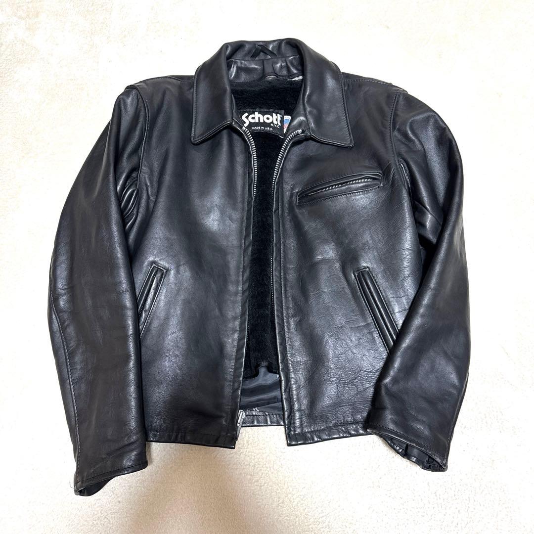 美品✨schott 642 レザージャケット　シングルライダース　牛革　38 黒