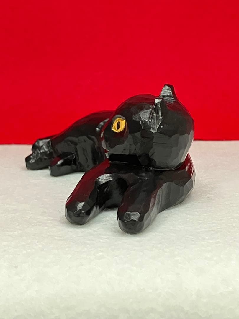 黒猫（小）3体　木彫り　置物