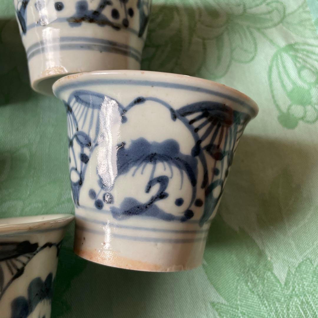 初期伊万里　染付　湯呑み茶碗　5客