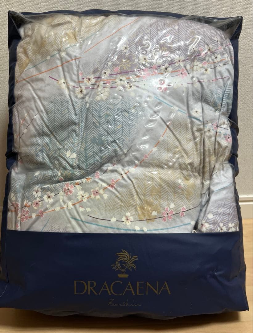 月の友　DRACENA ドラセナ　羽毛肌掛け布団　シングル　ブルー　未使用品