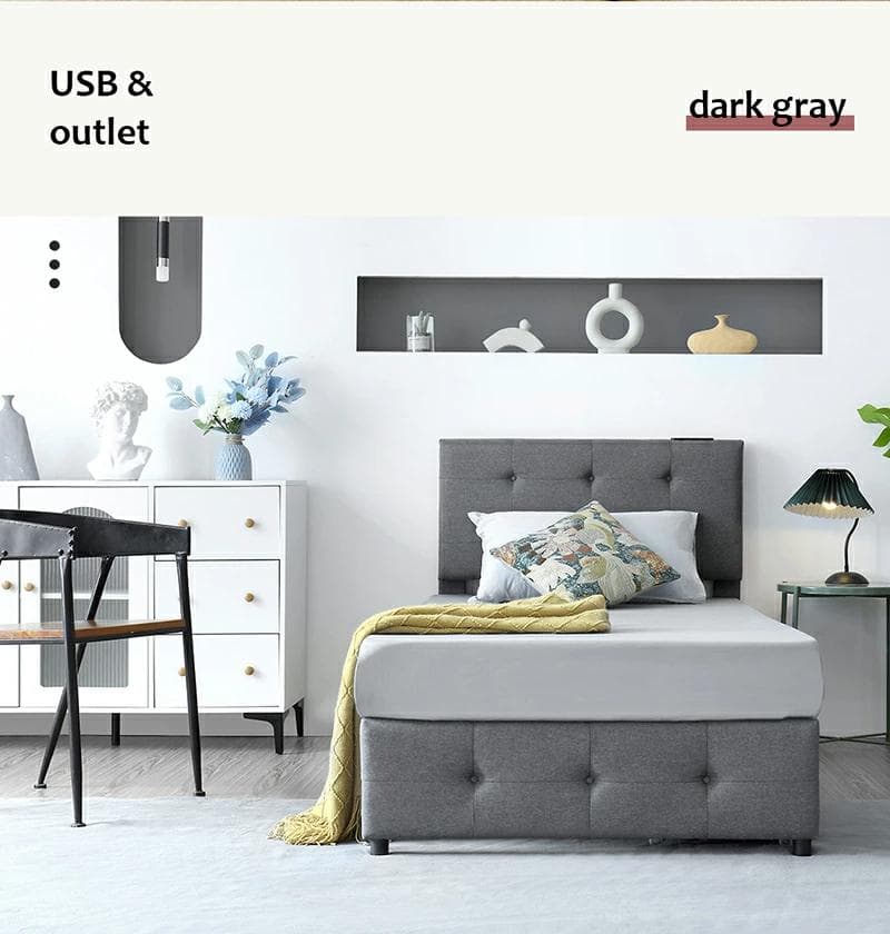 SD ファブリックベッド 引き出し付き 北欧風 おしゃれ　DARKGRAY
