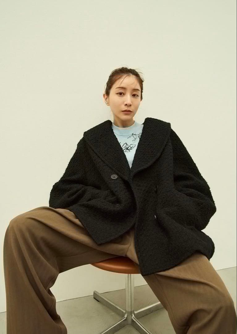 MINAMI TANAKA×CLANE OVER TWEED COAT ブラック