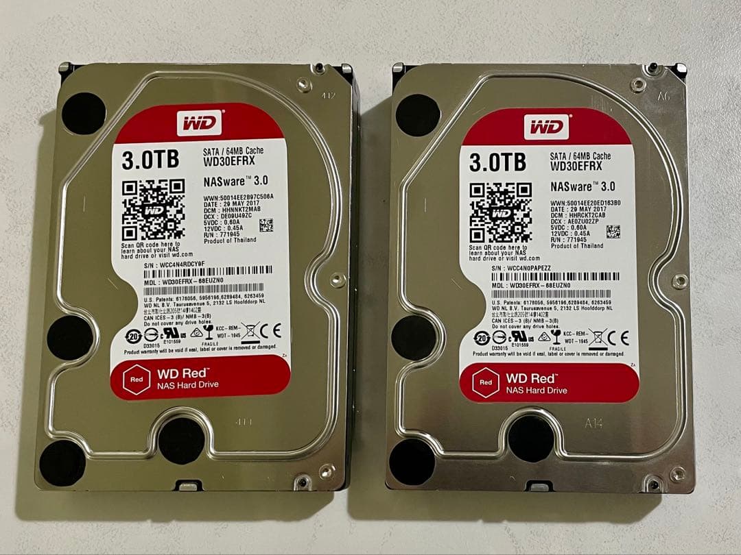 Synology DS216j 3TB HDD WD RED 2台付き