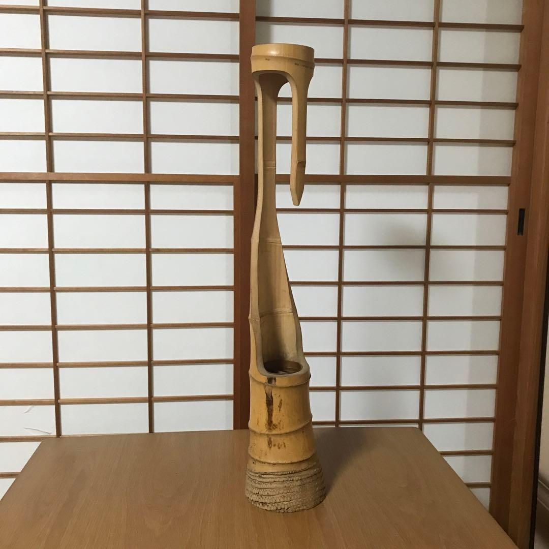 竹　花入れ　立鶴