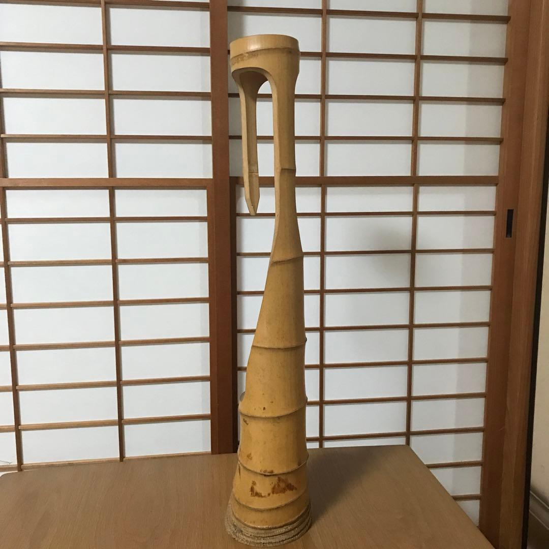 竹　花入れ　立鶴
