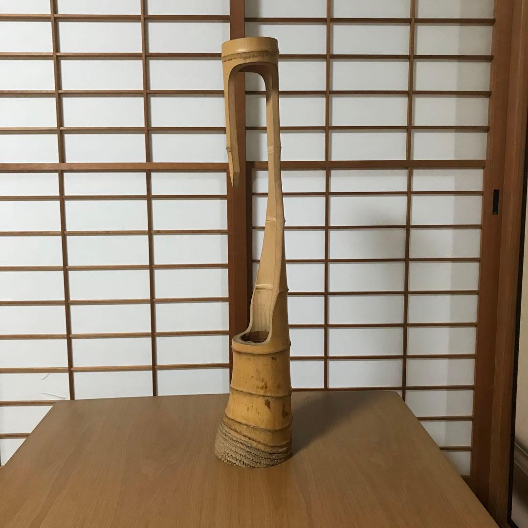 竹　花入れ　立鶴