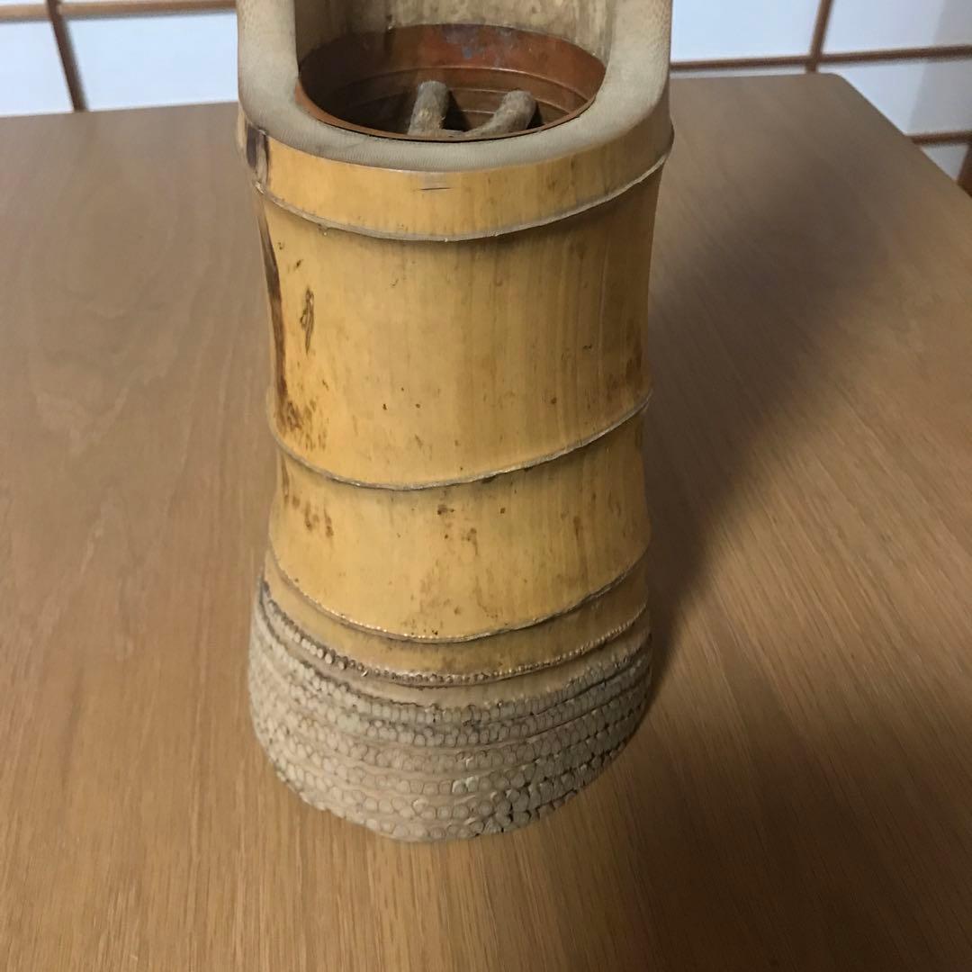 竹　花入れ　立鶴