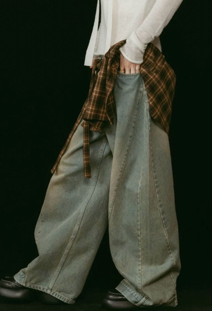 パンツ Knuth Marf shirt wrap denim pants/blue