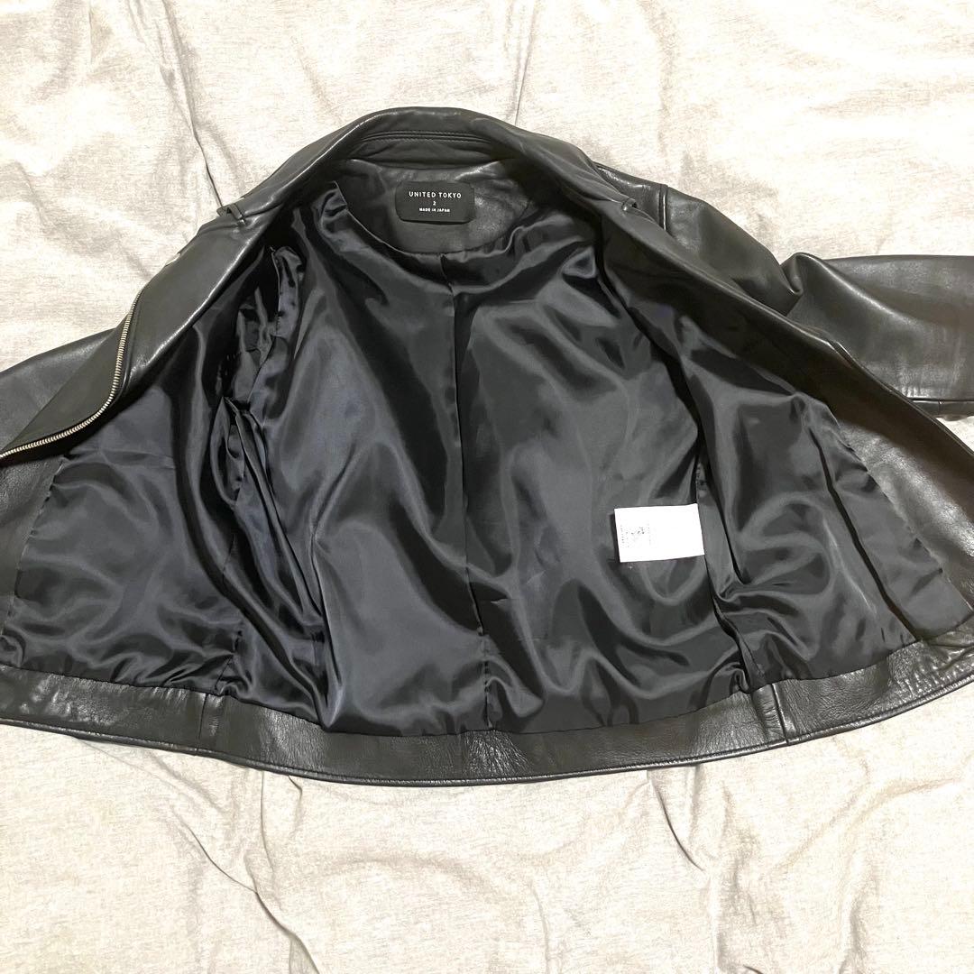 【美品】UNITED TOKYO/ラムレザーダブルライダース ブラック ２