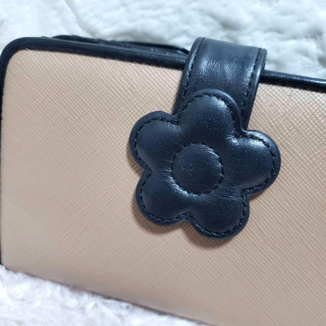 美品 MARY QUANT マリークワント バイカラー デイジー 折り財布
