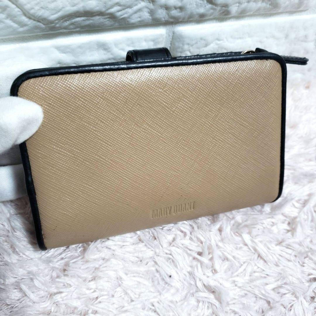 美品 MARY QUANT マリークワント バイカラー デイジー 折り財布