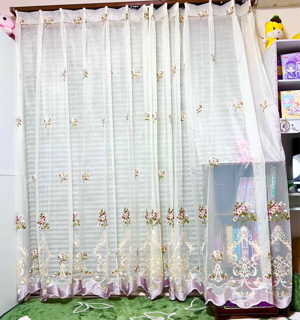 レースカーテン 2枚入り 刺繍柄 レース ミラー カーテン オーダー 幅