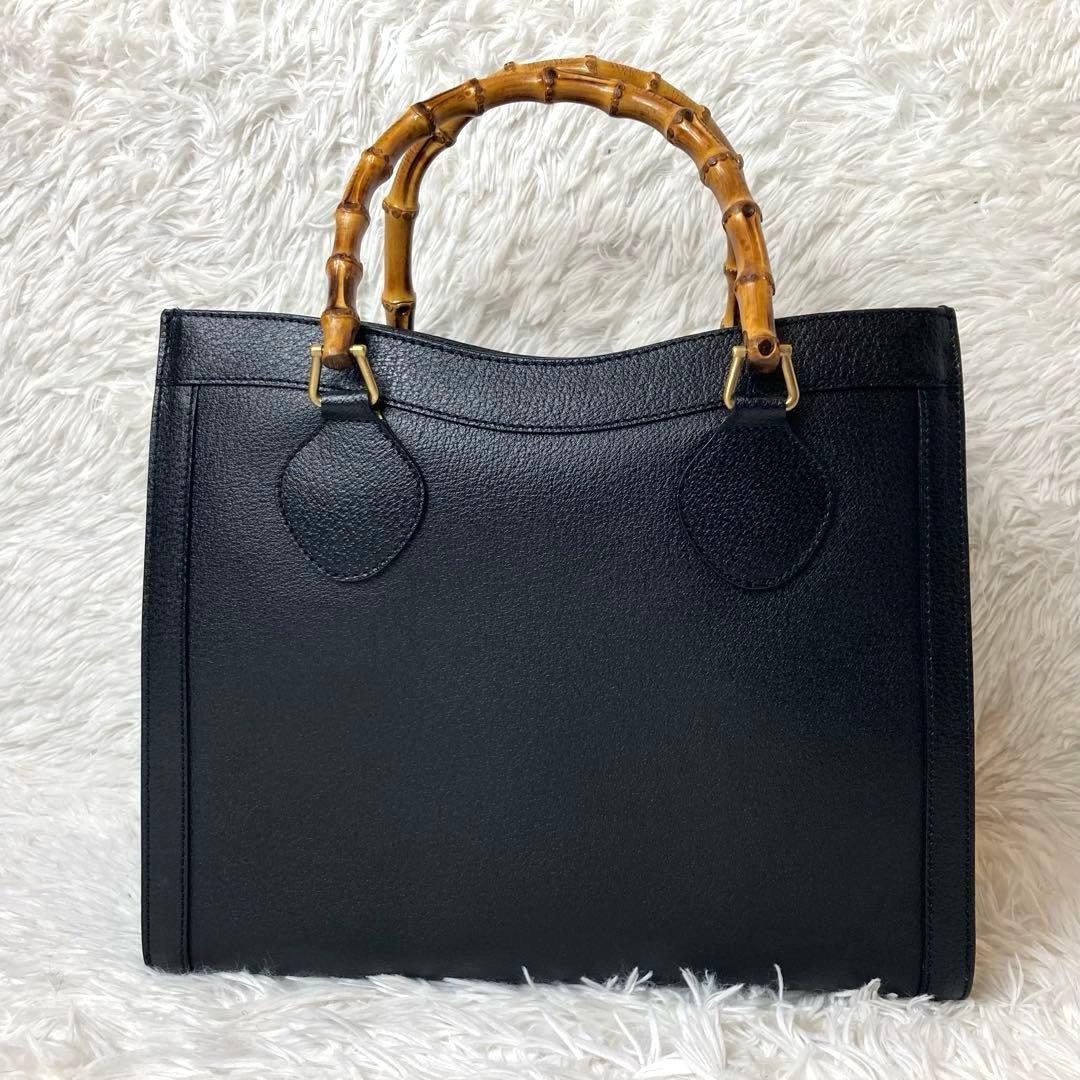 【極美品】GUCCI トートバッグ ダイアナ バンブー レザー ハンドバッグ 黒