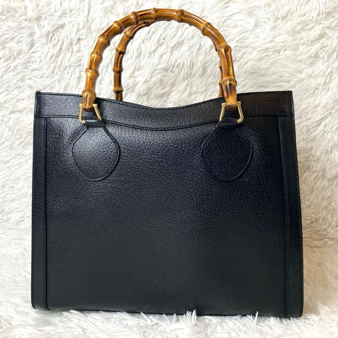 【極美品】GUCCI トートバッグ ダイアナ バンブー レザー ハンドバッグ 黒