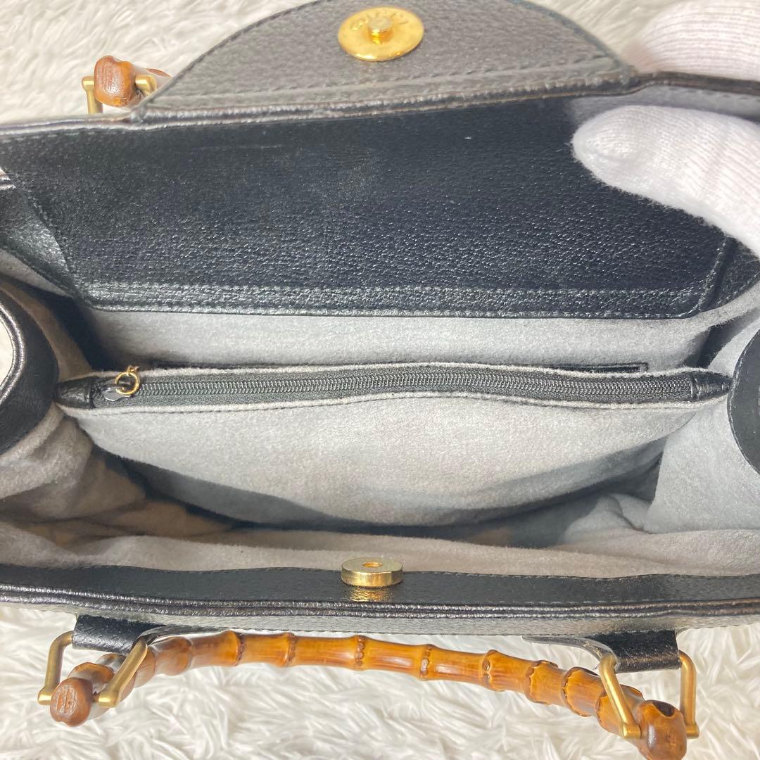 【極美品】GUCCI トートバッグ ダイアナ バンブー レザー ハンドバッグ 黒