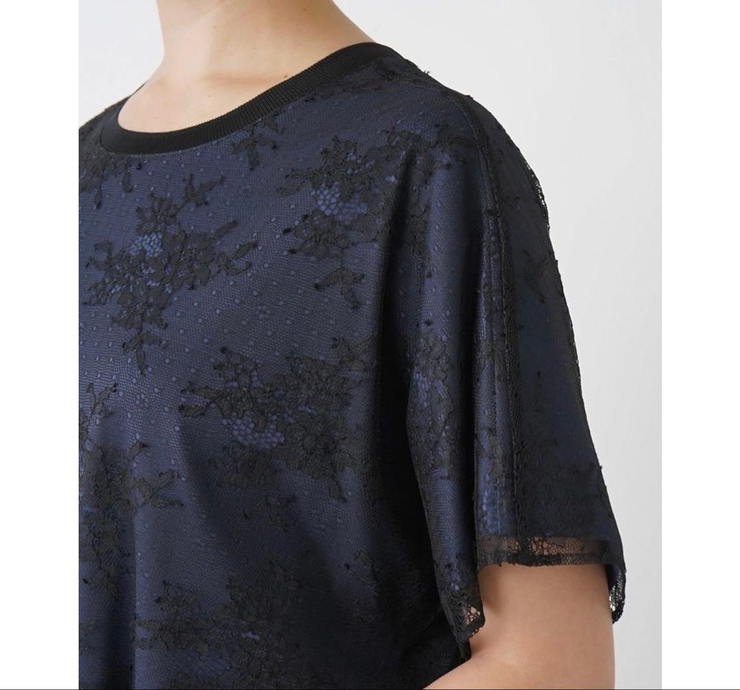 【新品】定価31,900円　レリアン　シアーレースプルオーバー　ネイビー　13＋