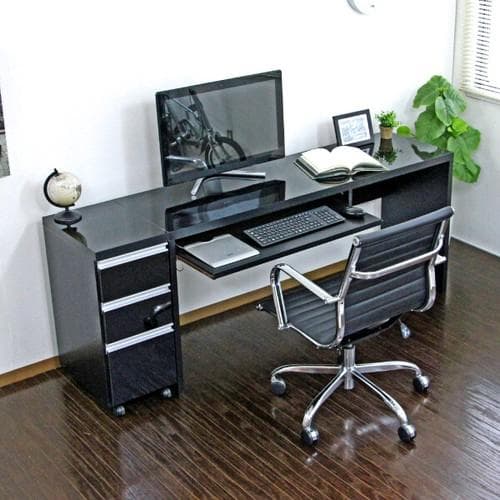 《新品・送料無料》《日本製》パソコンデスク 150cm幅 鏡面仕上 ブラック