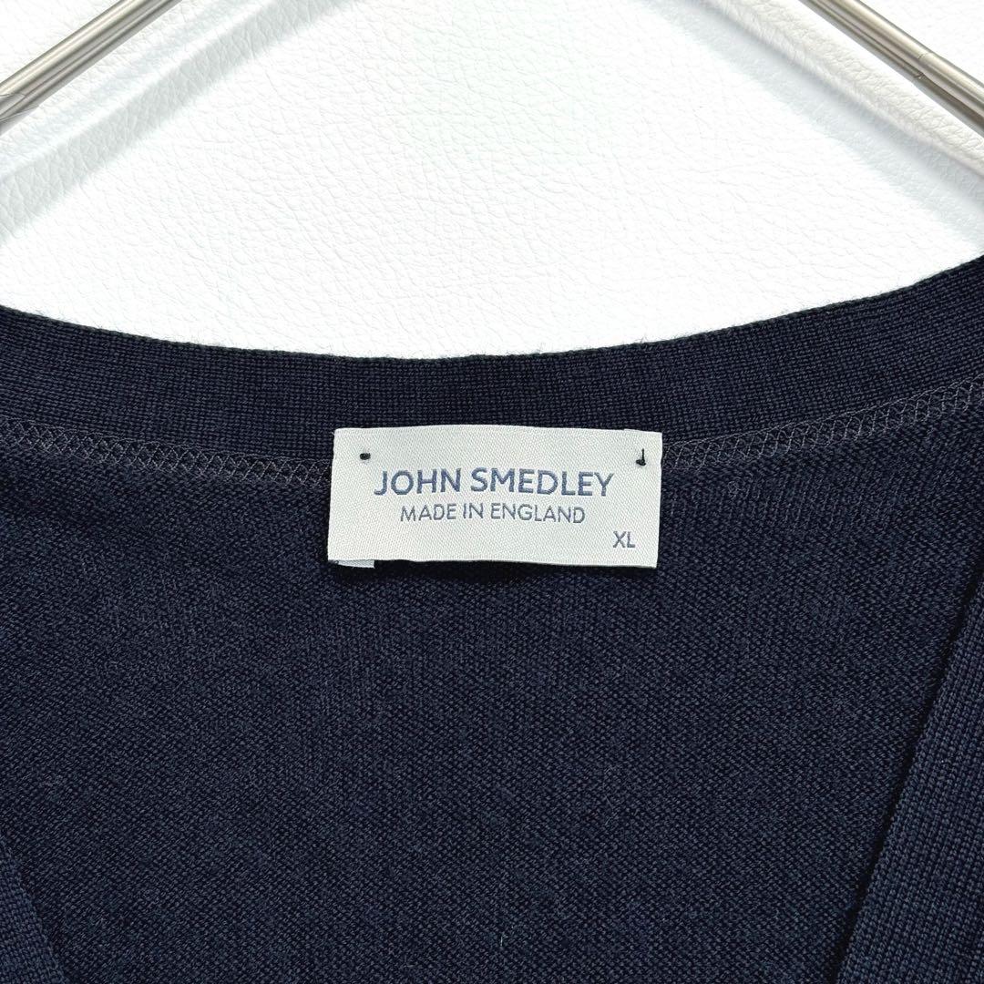 【現行•XL】ジョンスメドレー カーディガン エクストラファインメリノウール 紺