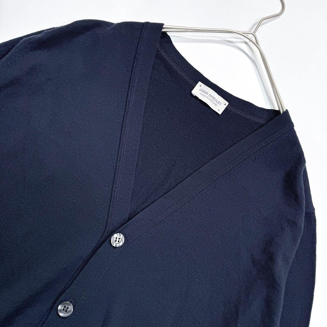 【現行•XL】ジョンスメドレー カーディガン エクストラファインメリノウール 紺