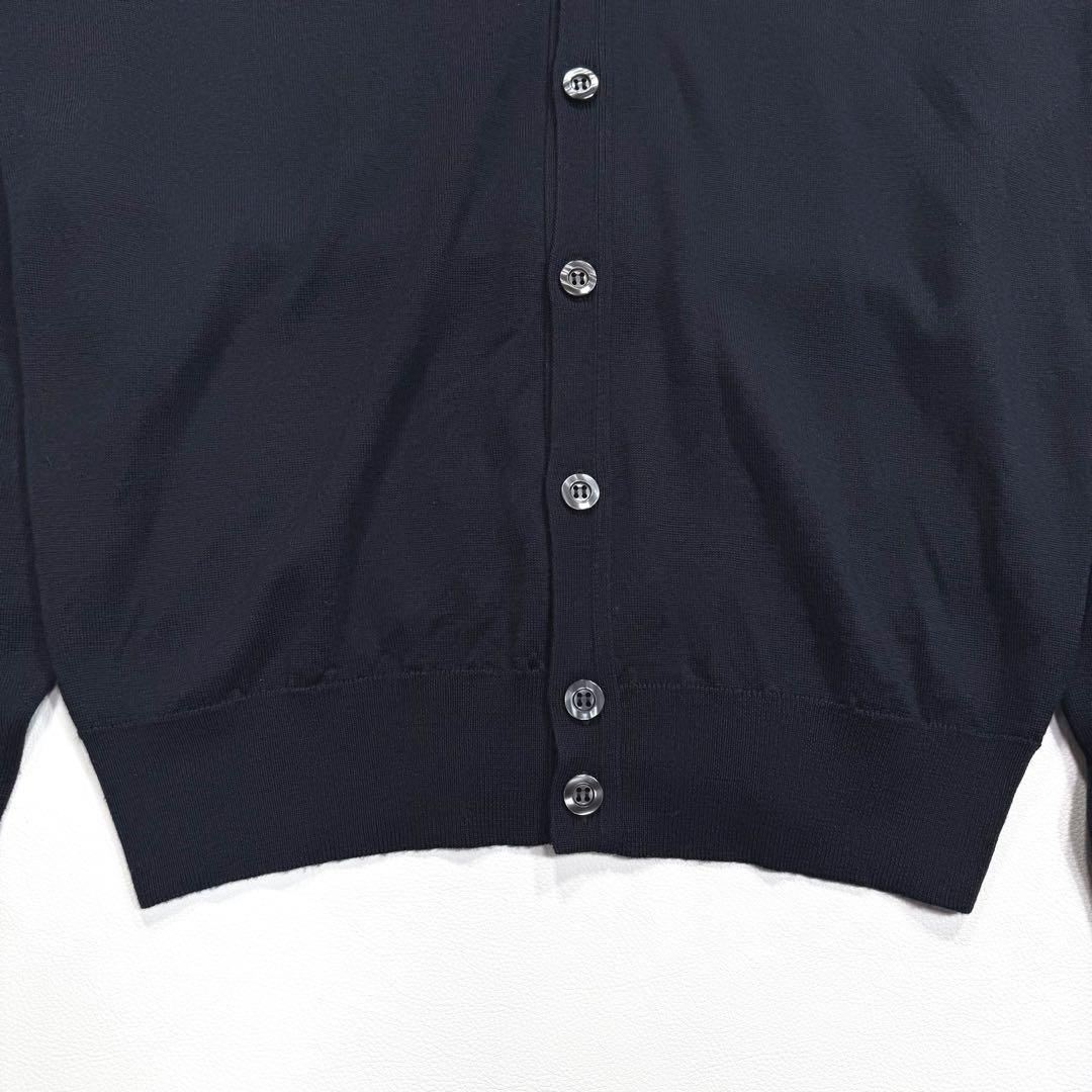 【現行•XL】ジョンスメドレー カーディガン エクストラファインメリノウール 紺