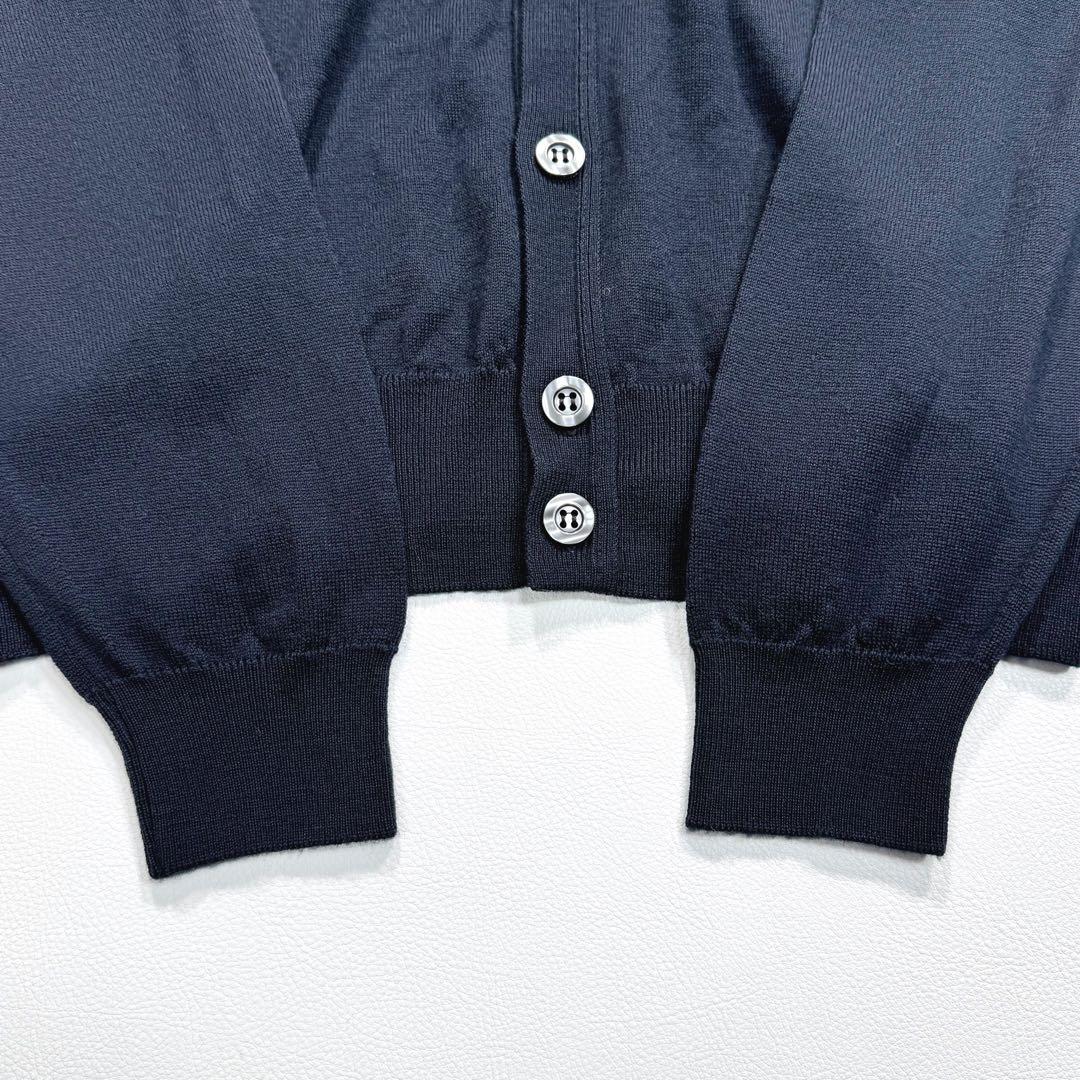 【現行•XL】ジョンスメドレー カーディガン エクストラファインメリノウール 紺