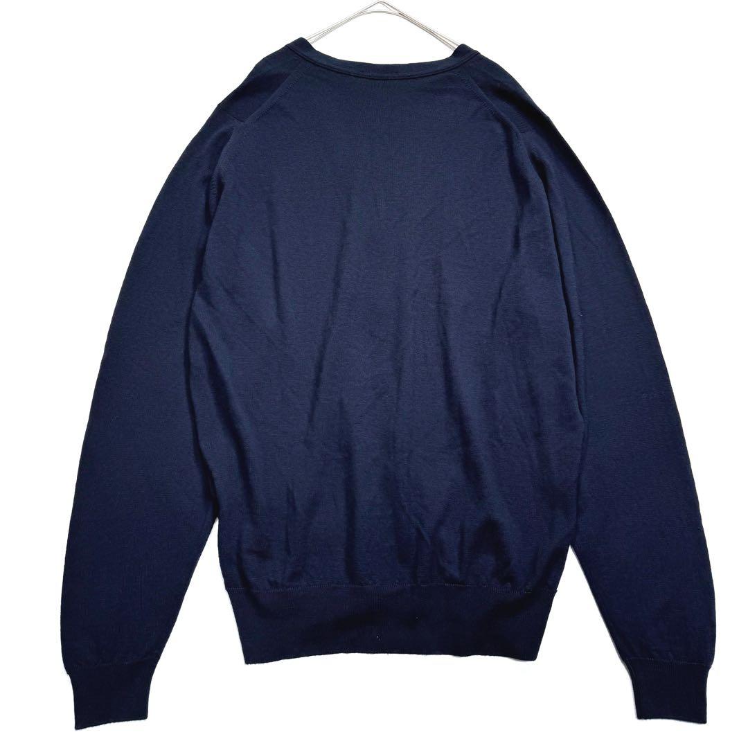 【現行•XL】ジョンスメドレー カーディガン エクストラファインメリノウール 紺