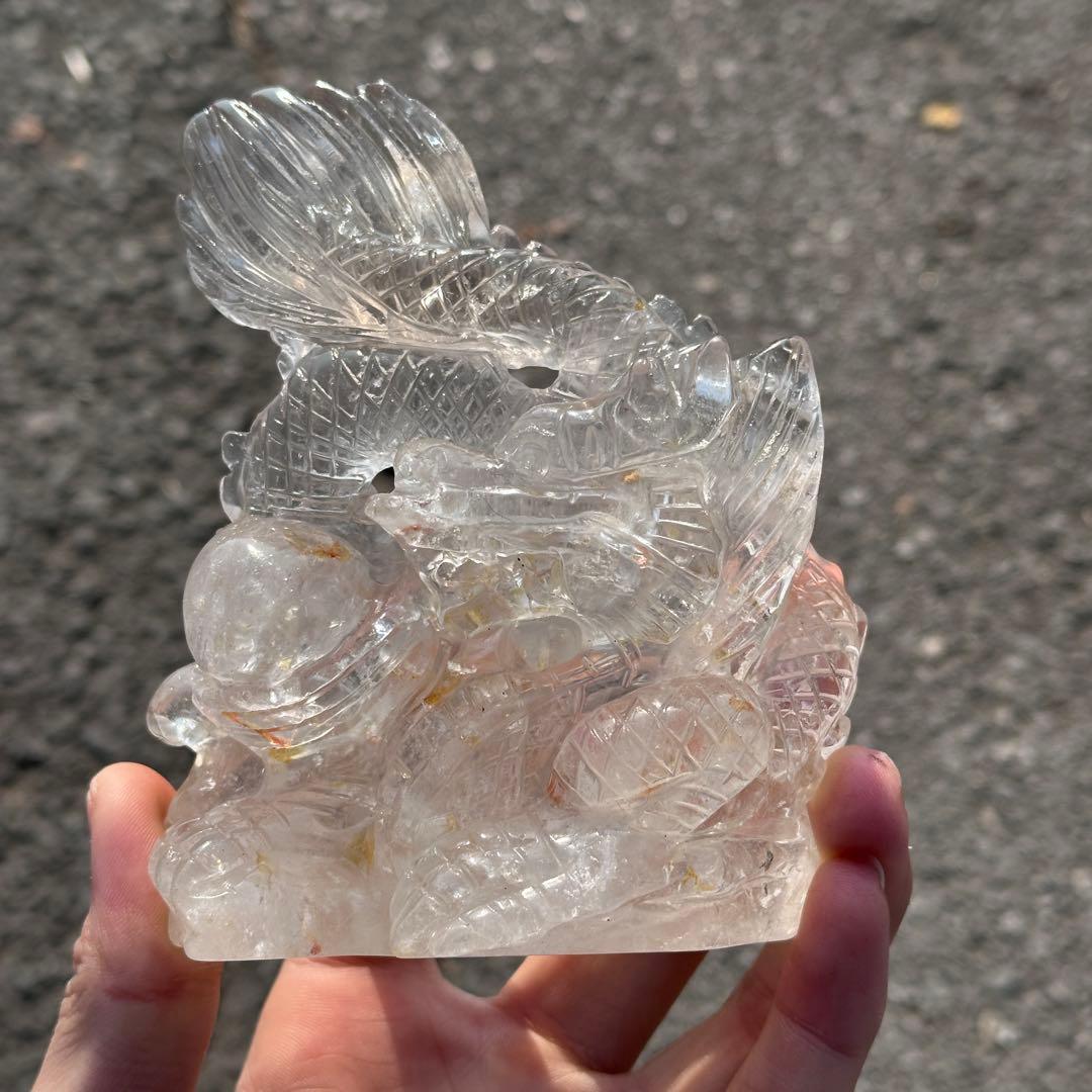 天然石水晶の龍　置物　ご購入前に在庫確認必要G.218
