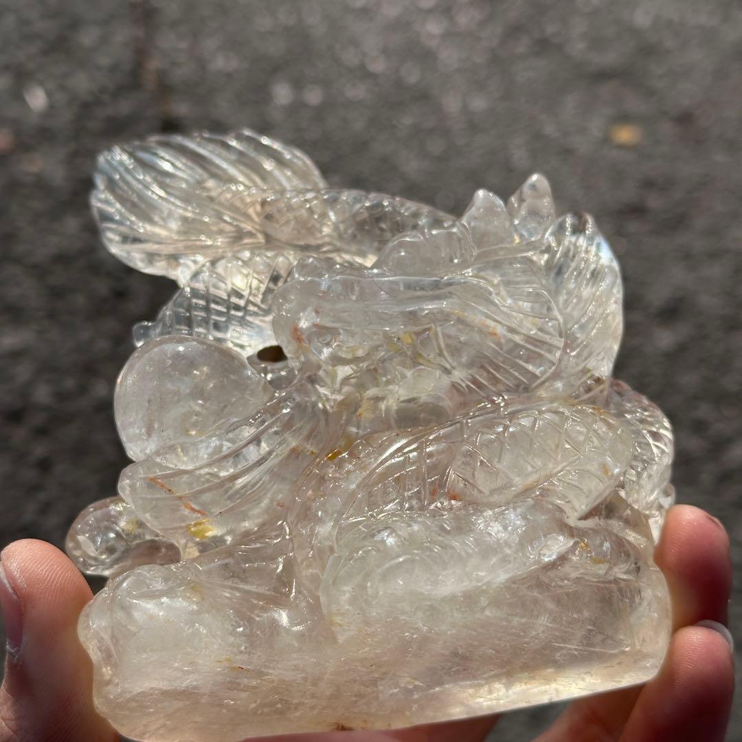天然石水晶の龍　置物　ご購入前に在庫確認必要G.218