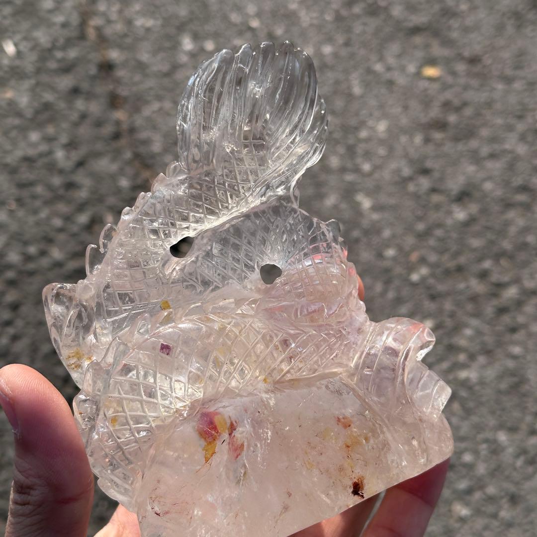 天然石水晶の龍　置物　ご購入前に在庫確認必要G.218