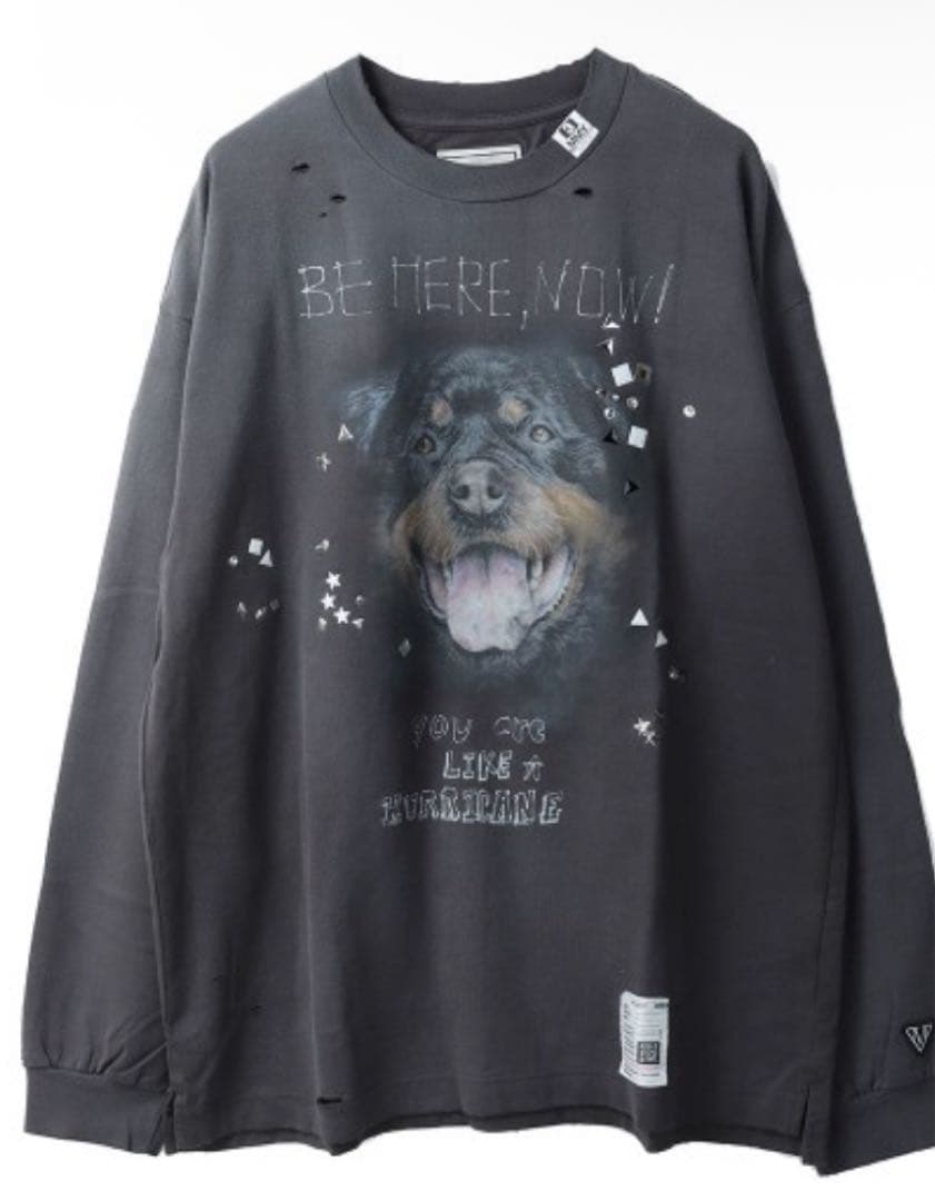 トップス EMBELLISHED DISTRESSED LONG SLEEVES TEE