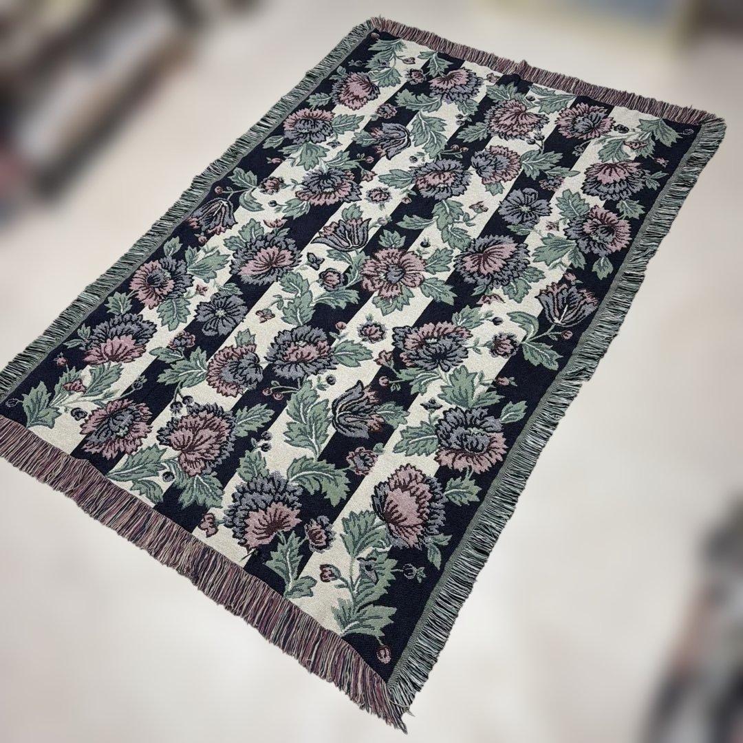 花　マルチカバー　ソファカバー　ヴィンテージラグ　175x117