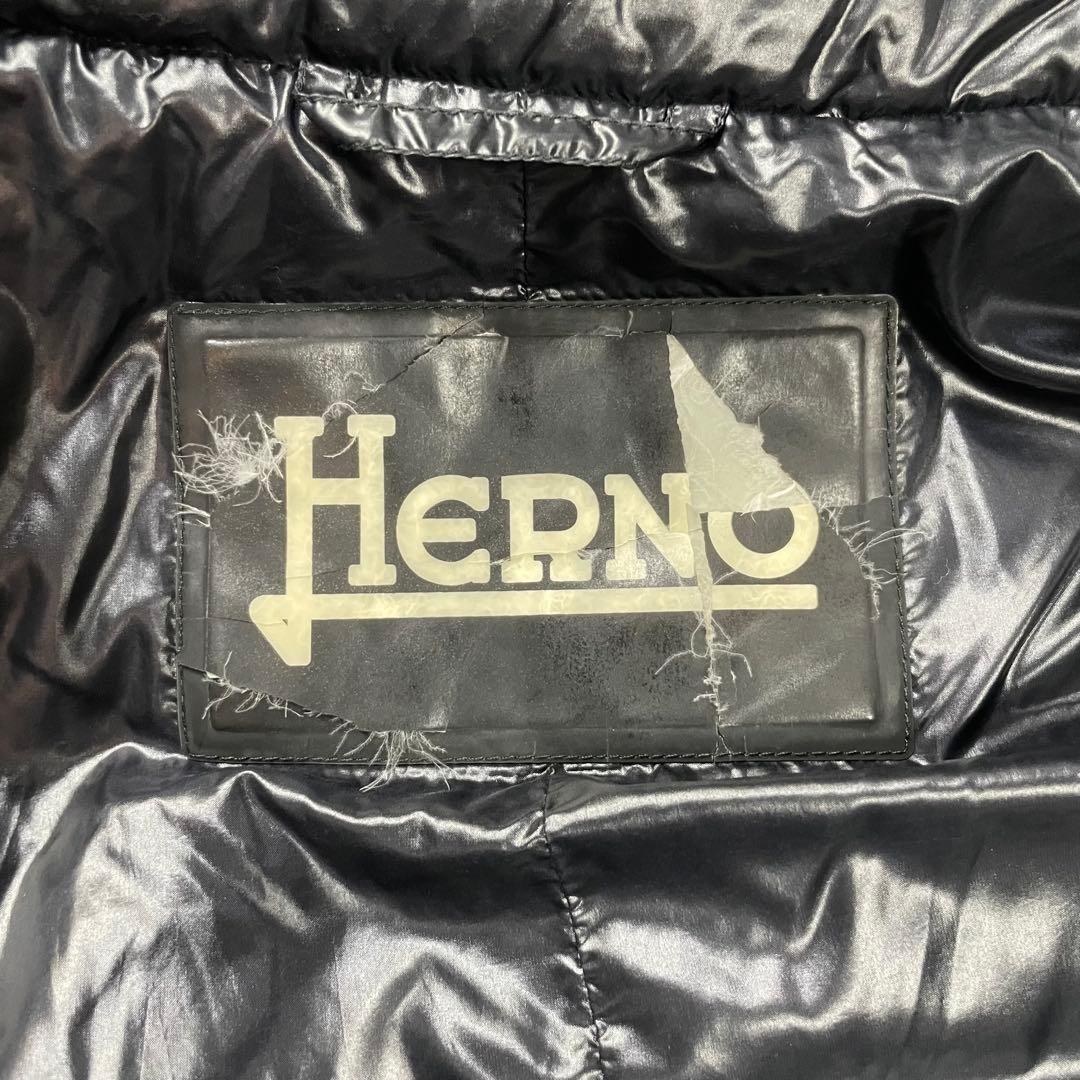 【良品】ヘルノ★軽量　ダウンコート　Aライン　濃いネイビー　ゴールドボタン　40