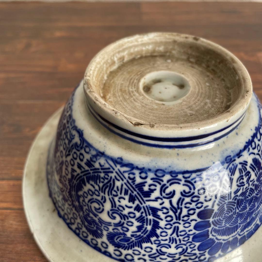 江戸後期〜明治初期 古伊万里 染付鉢 5枚揃い 深鉢 時代物 骨董 アンティーク