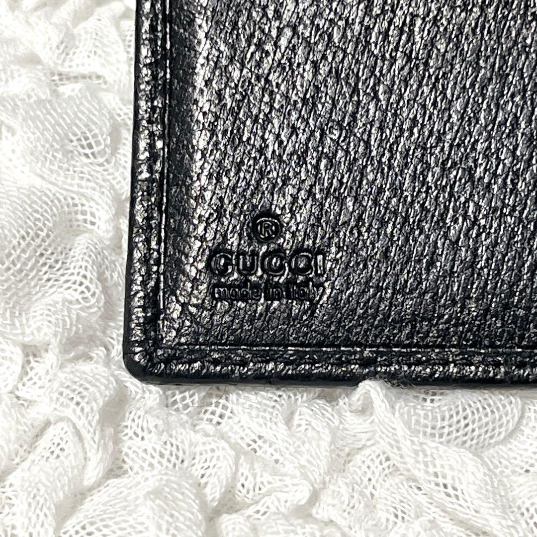 美品✨GUCCI ブラック 二つ折り財布　キャンバス　GG 小銭入れ付　レザー
