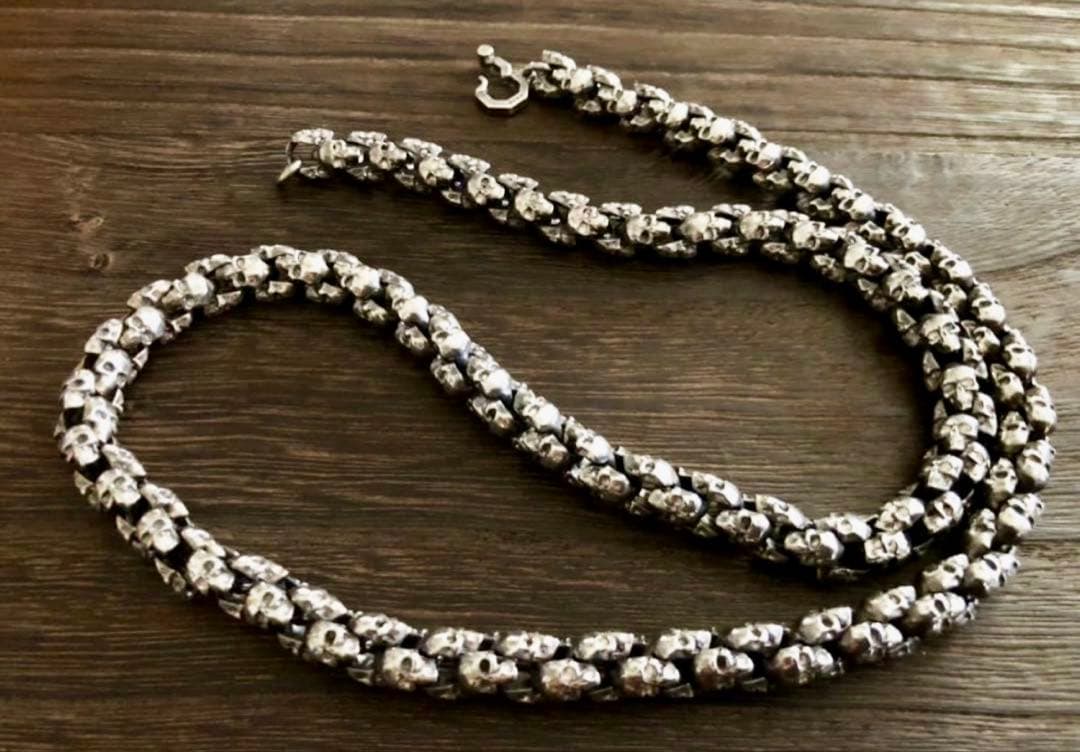 シルバー925 スカルネックレス　 120g