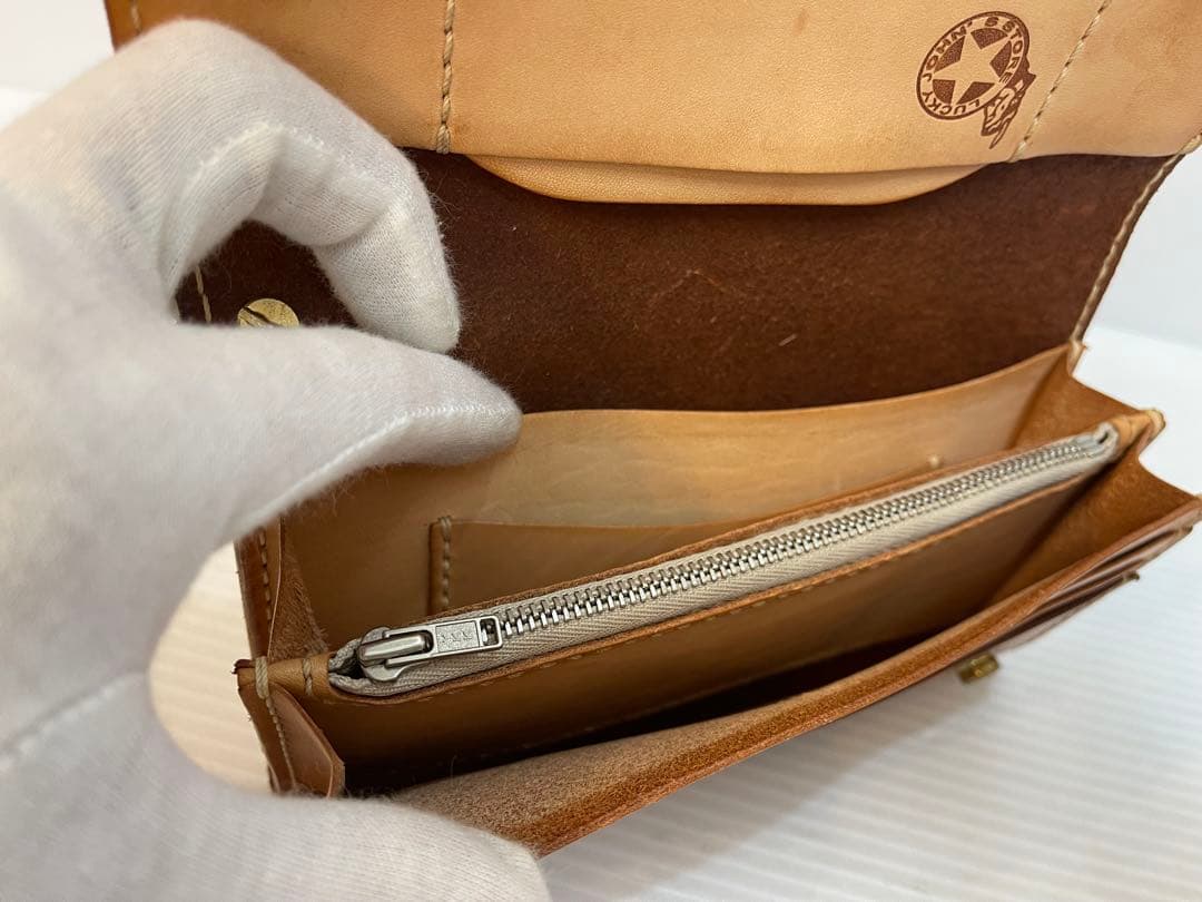 (美品) ラッキージョン オイルレザーウォレット OWTH1-CAMEL