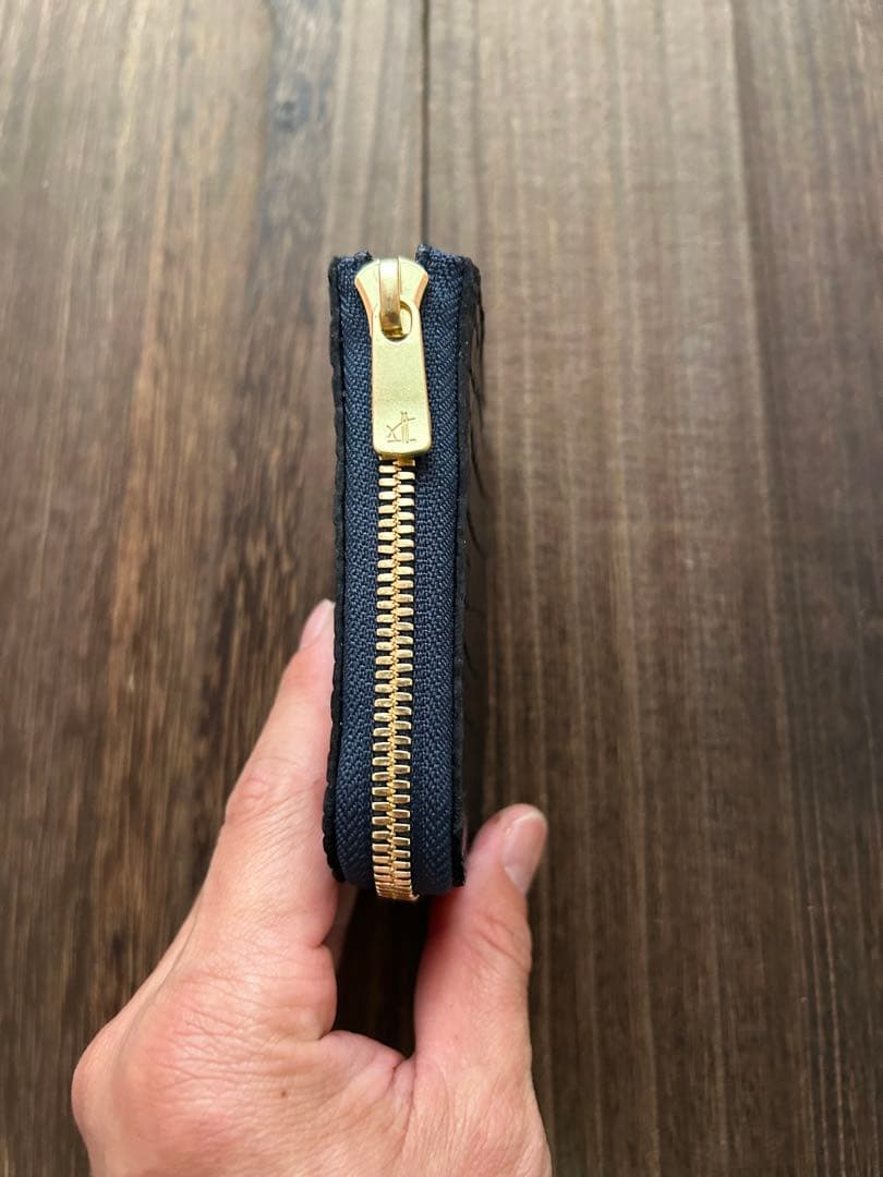クロコダイル　ポロサス　藍染　コンパクトウォレット　財布　ハンドメイド