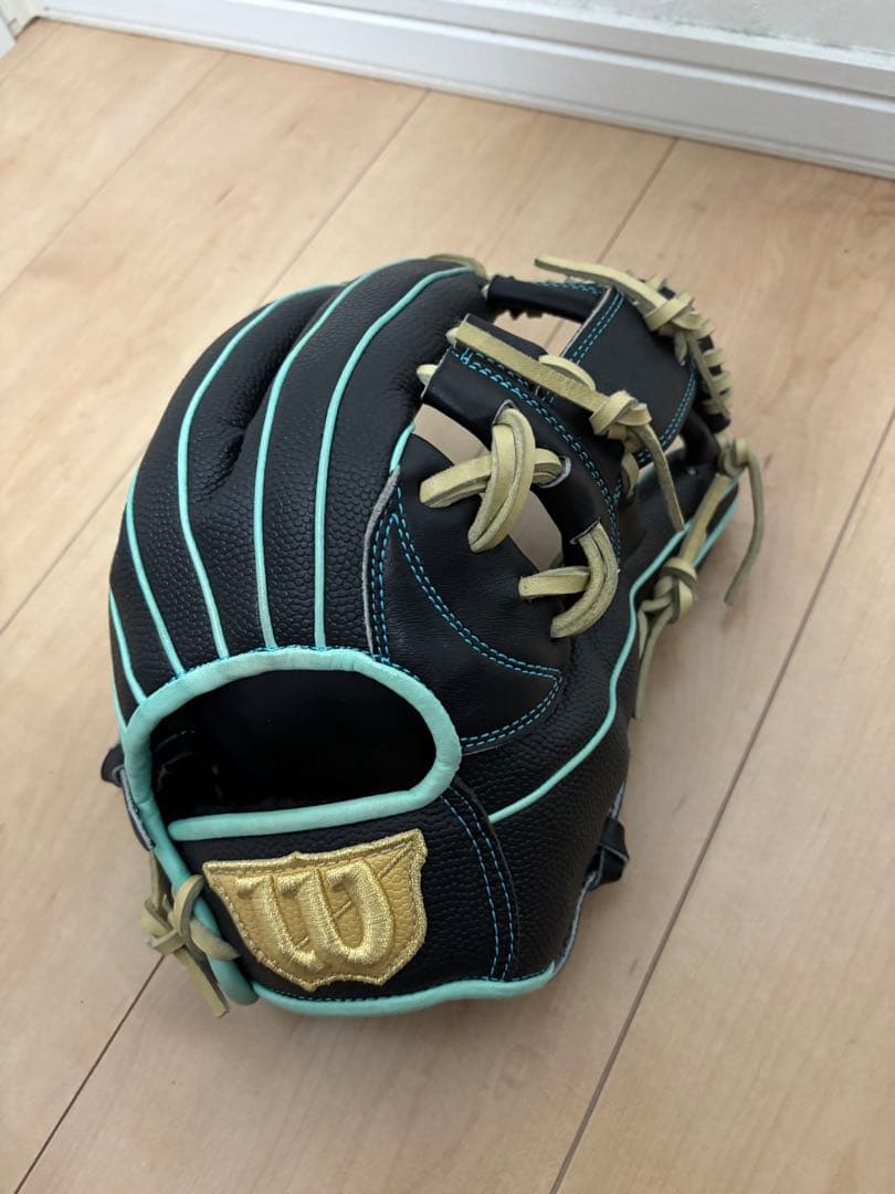 Wilson 軟式野球グローブ 右手用 黒/水色/87型