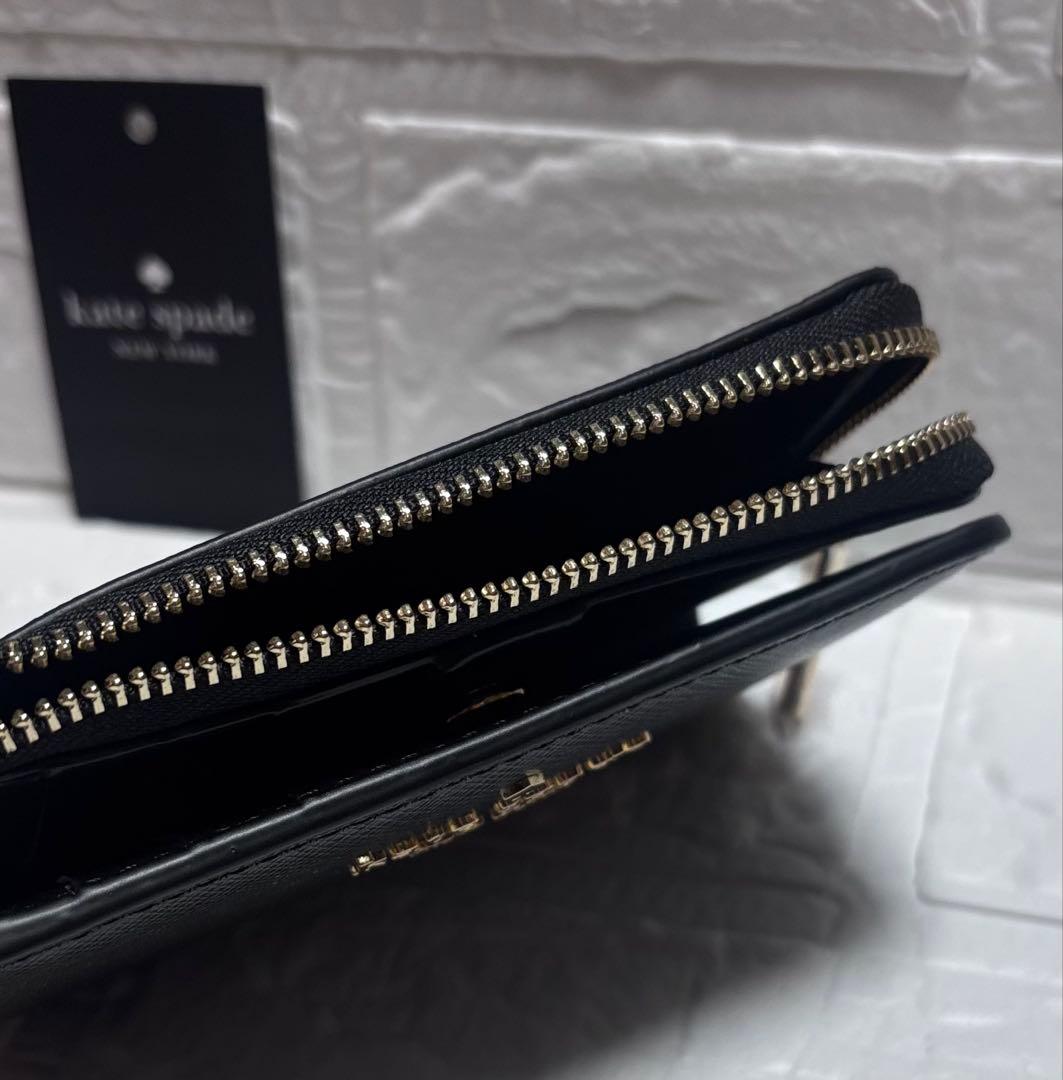 新品 kate spade ブラック 二つ折り財布
