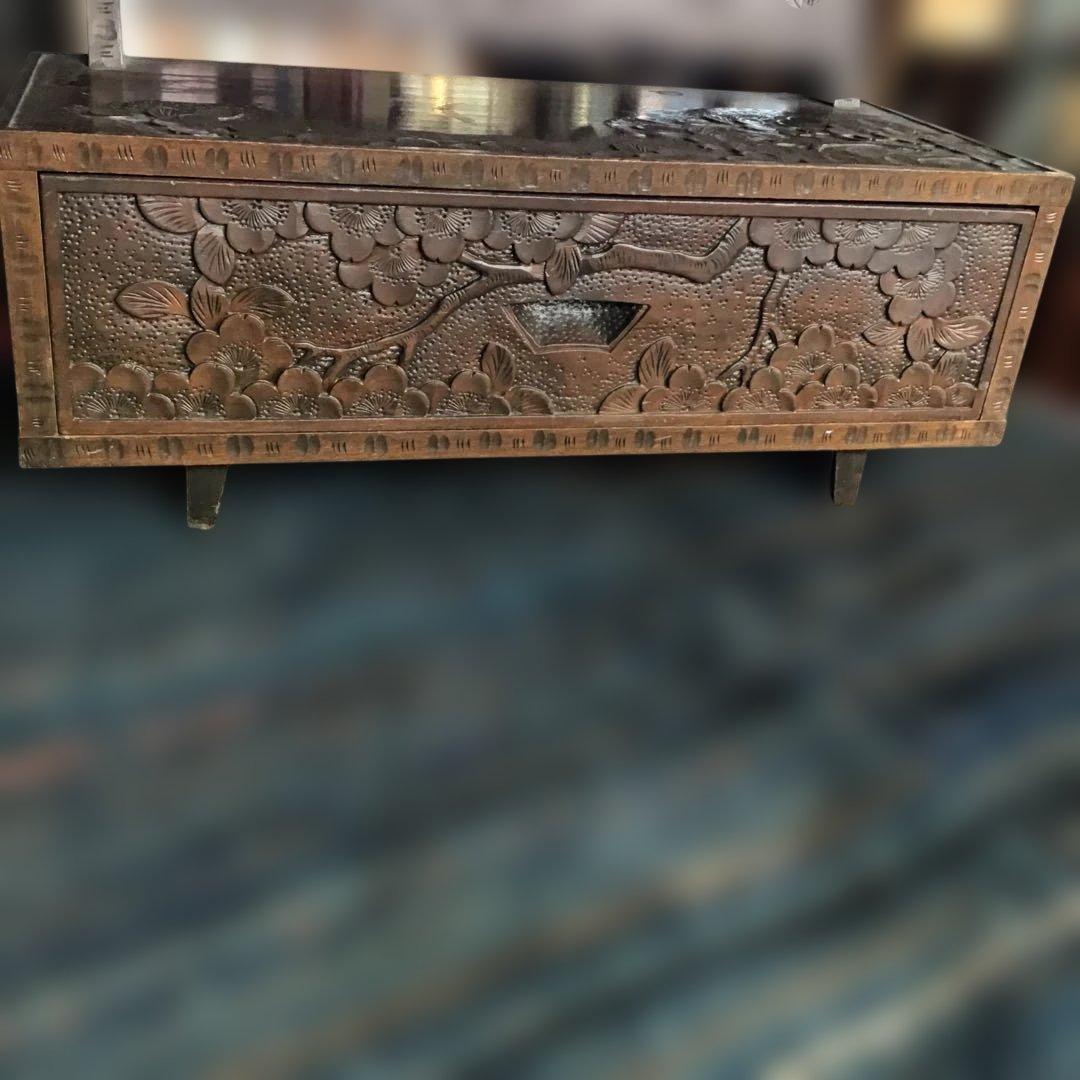 アンティーク軽井沢彫り 鏡台　収納　家具 櫻