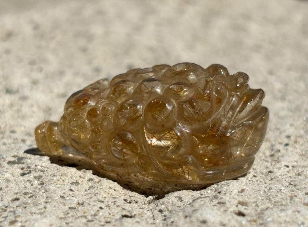 【金・財・商売・子宝・安産】三脚蛙・銭蛙⭐️ゴールドルチル・ライモナイト入⭐️R20