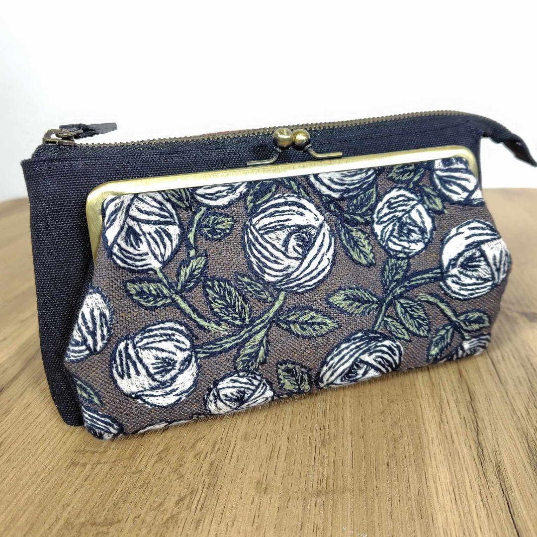 ミナペルホネン/rosyロージィーブラウン/がま口お財布ポシェットmina-