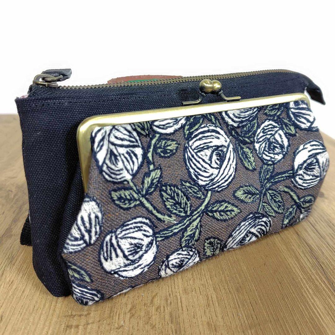 ミナペルホネン/rosyロージィーブラウン/がま口お財布ポシェットmina-