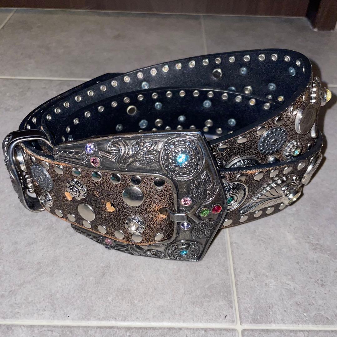 italy nanni ナンニ ベルト レザー コンチョ スタッズ y2k