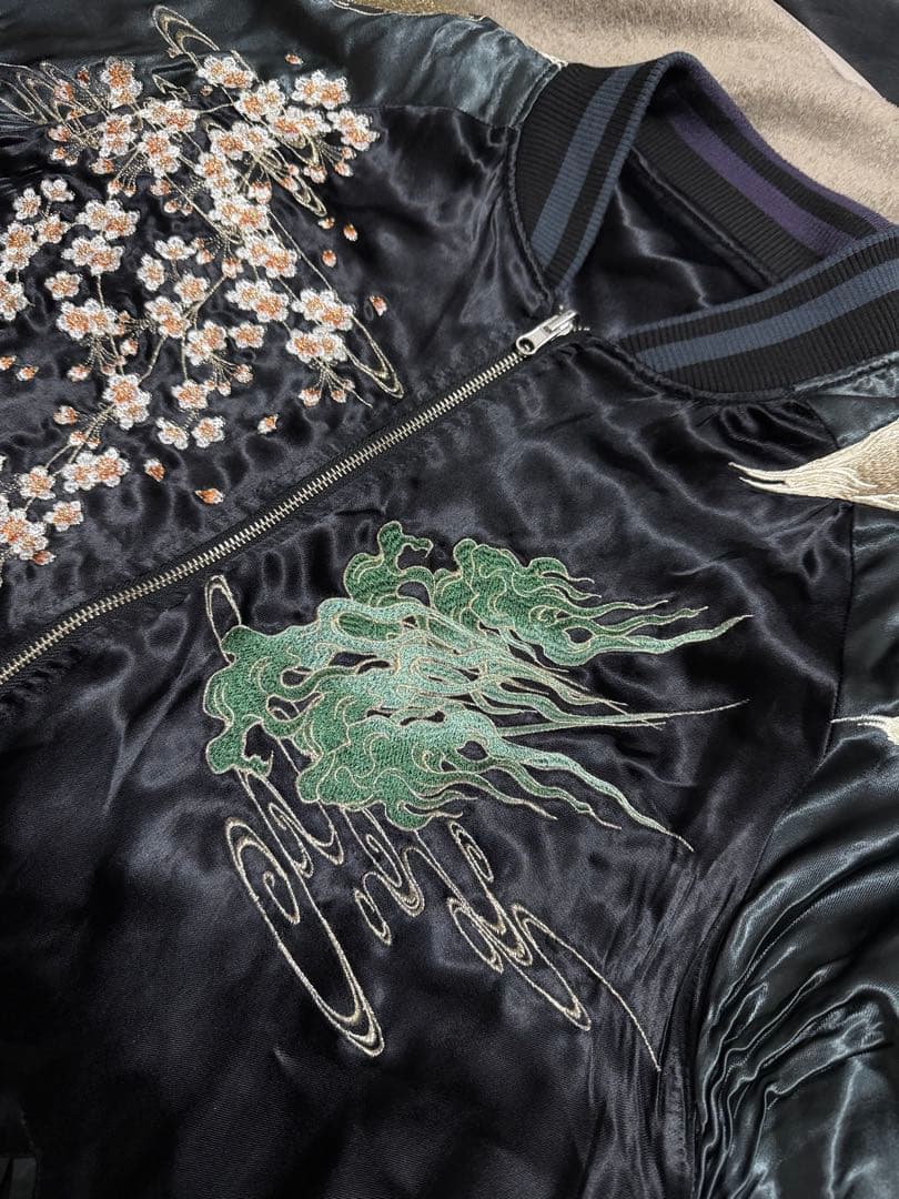 美品 ２面用 絡繰魂 キツネ 日本限定 vintage スカジャン レーヨン