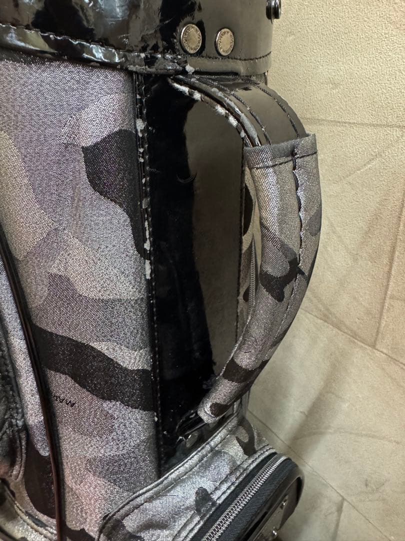 MARK & LONA 迷彩キャディバッグ　ブラック×シルバー