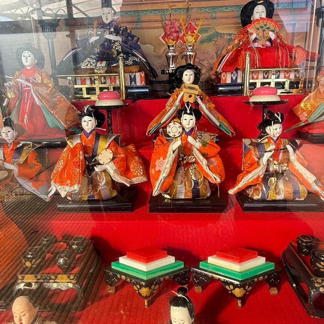 伝統的 雛人形セットガラスケース付き特製品おひなさま 親王飾りケース入三五15人