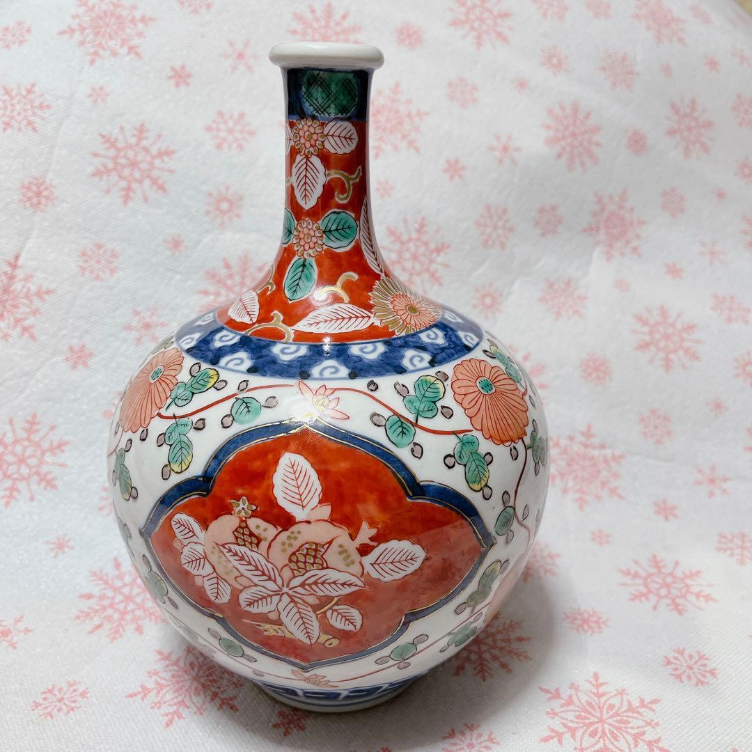 大明成化年製　九谷烧　有田烧　花瓶　中国花瓶　壷 赤絵　金彩　手描き　伊万里